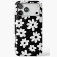 thumbnail image 1 of Daisy Flower Pattern White Black Design iPhone Case 11 to 17 Pro Max, 1 of 2