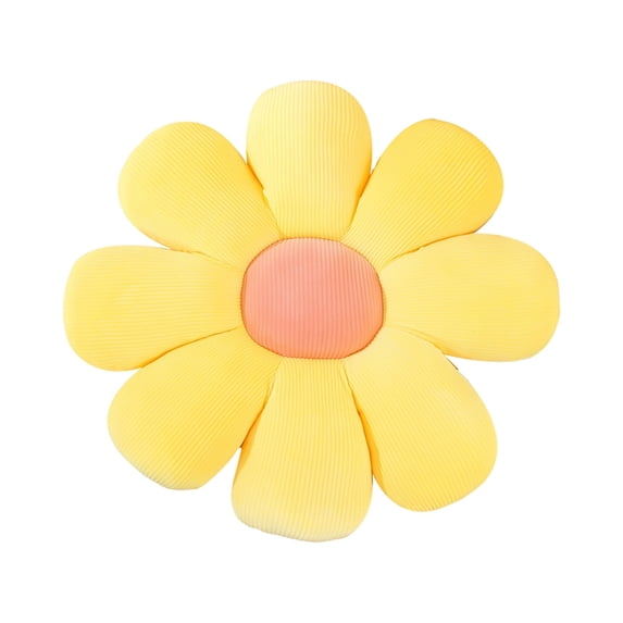 Daisy Flower Pillow Seat Cushion Soft Plush Floor Pillow for Office Chair and Home Decor Aesthetic Floral Throw Pillow for Reading Nook 15 Inches Yellow