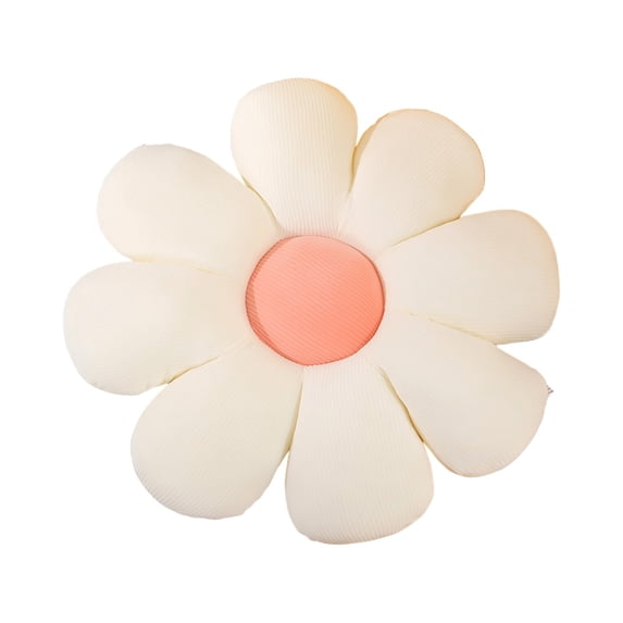 Daisy Flower Pillow Seat Cushion Soft Plush Floor Pillow for Office Chair and Home Decor Aesthetic Floral Throw Pillow for Reading Nook 21 Inches White