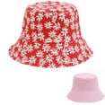 thumbnail image 1 of Daisy Flower Print Bucket Hat Reversible Red, 1 of 1