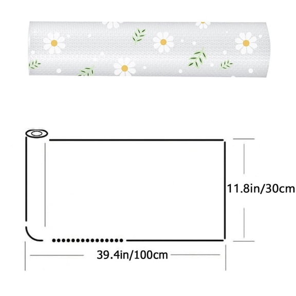 Daisy Flower Printed Cabinet & Drawer Mat, Reusable Waterproof MoistureProof Shelf Liner, HeatInsulation Table Pad for Kitchen, Dining Table and Cupboard Organization