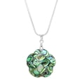 thumbnail image 1 of Daisy Flower Shape Abalone Shell Pendant Necklace Rhodium Plated 17 Inch Snake Chain J0753, 1 of 3