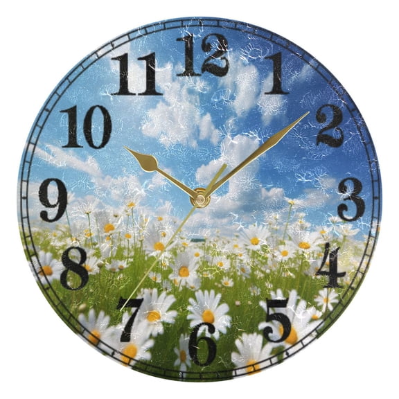 Daisy Flower Silent Wall Clock 10" Non-Ticking Battery Clock