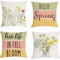 thumbnail image 1 of Daisy Flower Spring Outdoor Pillow Covers Waterproof 18x18 Set of 4 Hello Spring Wild Floral Farmhouse Decorative Throw Pillow Cushion Covers Accent for Couch Sofa Home Decor, 1 of 6
