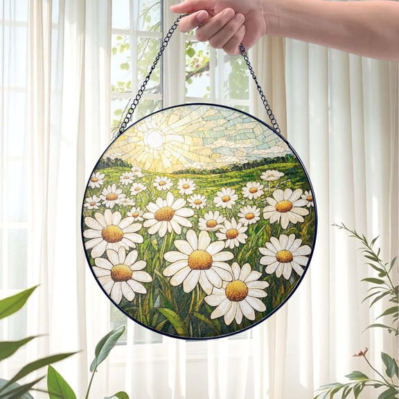 Daisy Flower Suncatcher Stained-Glass-Style Acrylic Window Hanging Bright Floral Decor Nature Lover Gift, Birthday Suncatcher Present