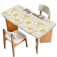 thumbnail image 1 of Daisy Flower Table Cloths for 4 Foot Rectangle Tables, Vintage Farmhouse Country Floral Plant Patio Waterproof Elastic Fitted Tablecloths, Washable Rectangular Table Cover for Camping, 1 of 8