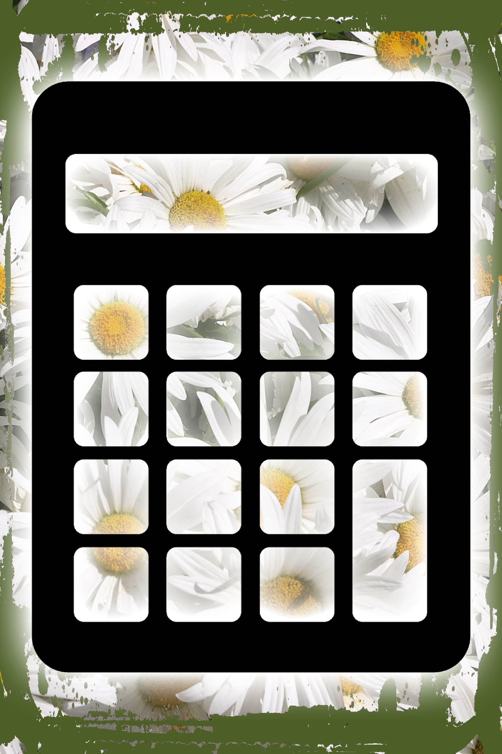 Daisy Flower Wall Art Calculator silhouette math numbers equations