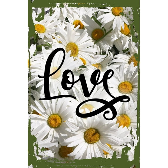 Daisy Flower Wall Art Love cursive happy joyous fufilled couple relationship Tin Wall Sign 8 x 12 Decor Funny Gift