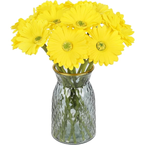 Daisy Flowers Artificial,20PCS Yellow Gerbera Daisy Artificial Flowers Fake Daisies for Wedding Party Office Home Decorations(Yellow)