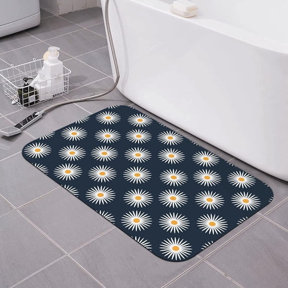 Daisy Flowers Bath Mats for Bathroom Non-Slip Absorbent Soft Plush Doormat Decor Rugs for Kitchen Bedroom Floor Mat 30X18 in