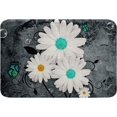 Daisy Flowers Bathroom Rug Mat,18"x30" Gray Marble Plush Bathroom Decor