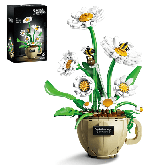 Daisy Flowers Building Blocks Set Compatible with Lego Botanical Home Decor Gift for Adults 496 Pcs