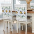thumbnail image 1 of Daisy Flowers Dining Chair Back Cover Only, White Floral Eucalyptus Leaves Grey Plaid Set of 8 Chair Back Covers, Removable Washable for Dining Room, Banquet & Holiday Decoration, 1 of 9