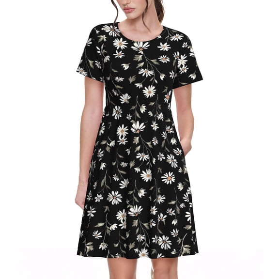 Daisy Flowers Dresses Short Sleeve Nightdresses for Women