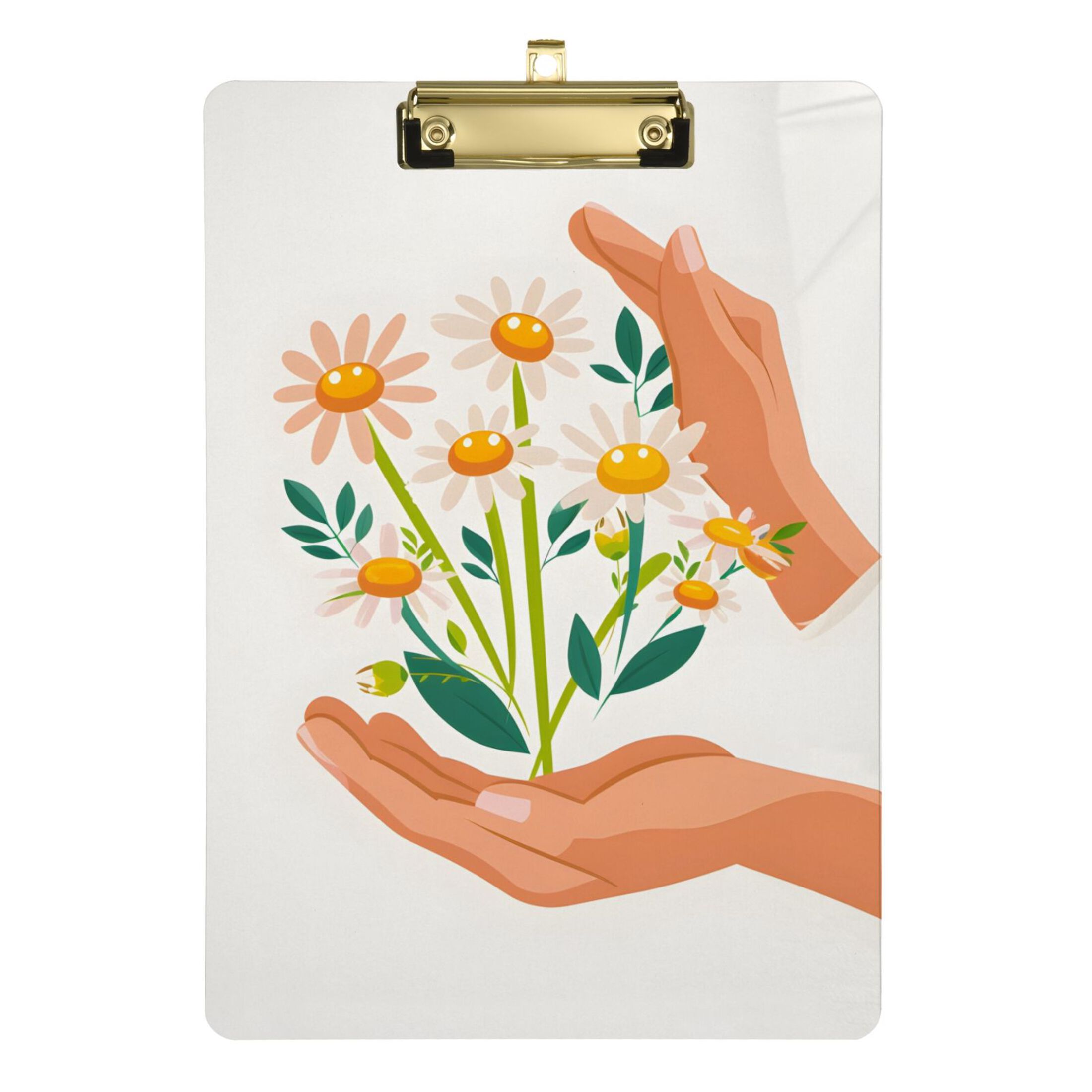 Daisy Flowers Hands Acrylic Clipboards 12 x 9 Inch A4 Size with Low