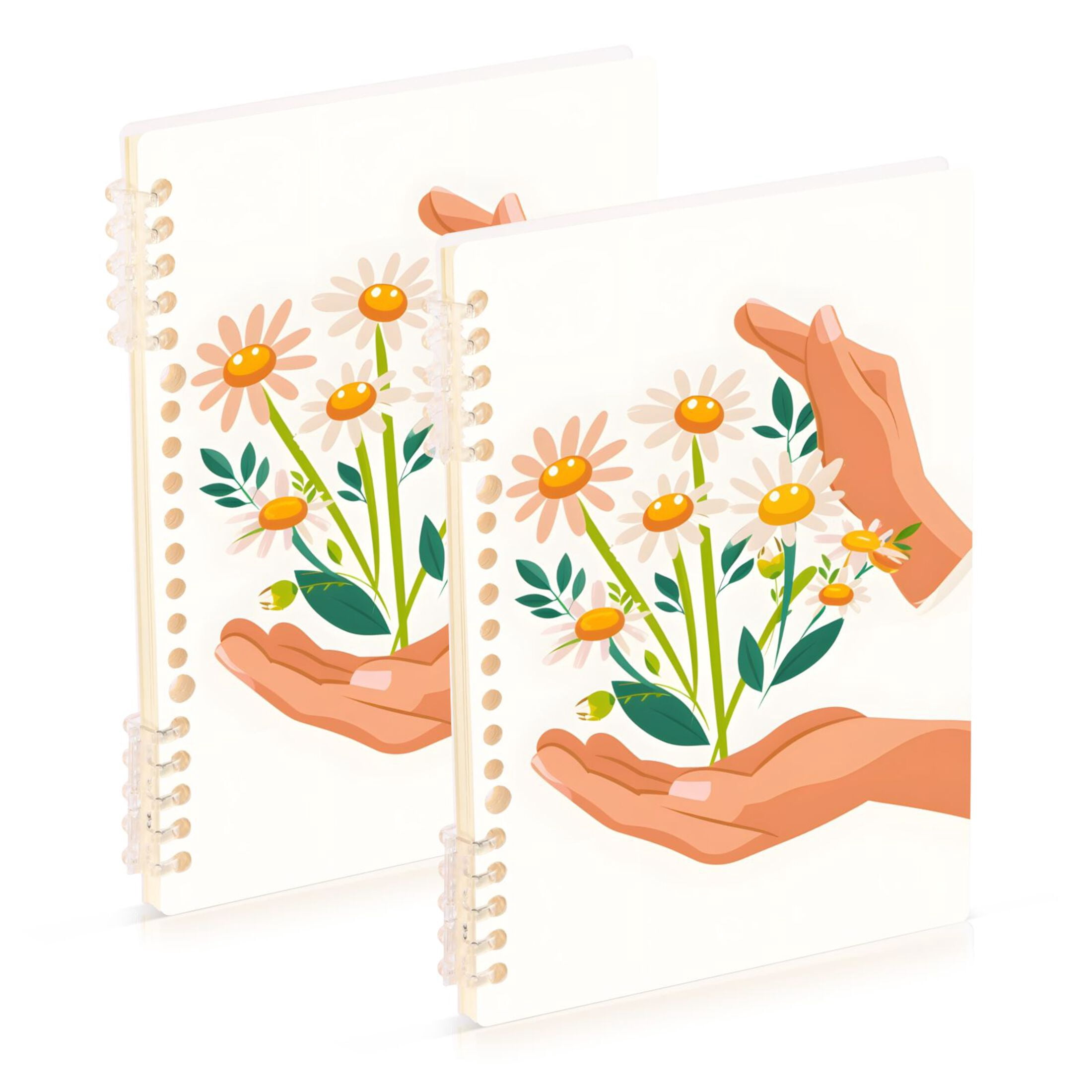 Hand Binger Daisy Flowers Hands Ring Binder Notebook Journey Note Diary College ...