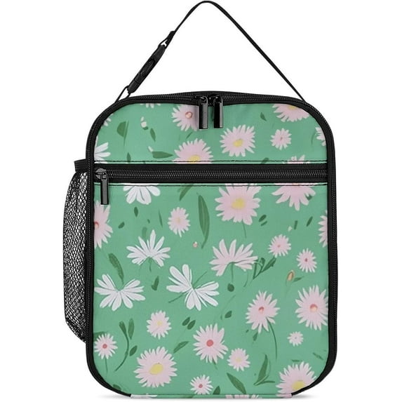 Daisy Flowers Large Capacity Polyester Simple Modern Lunch Box Cute Small Lunch Bags For Women Men And Adults Insulated Leak Proof Gift Fashion Work Office Picnic Travel 11×8 in