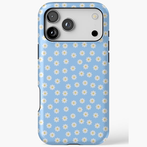 Daisy Flowers Pattern Blue Background iPhone Case 17 11 12 13 14 15 16 Pro Max