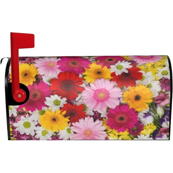 Daisy Flowers Pink Blossoms Mailbox Cover Magnetic Standard Size Letter Post Box Cover Wrap Oversize Decoration Welcome Home Garden Outdoor 21" Lx 18" W