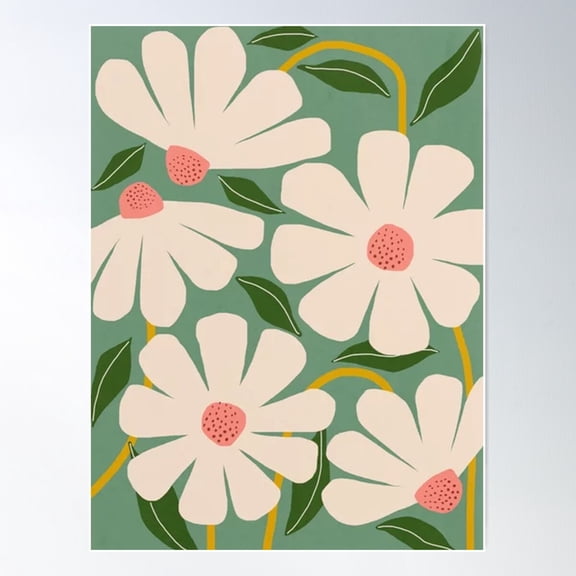 Daisy Flowers Poster Wall Art, Modern Wall Decor For Living Room Bedroom, 8x12 UNFRAMED