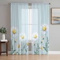 thumbnail image 1 of Daisy Flowers Sheer Curtains 96 Inch Length 2 Panels Set, Spring Floral Leaves Plants Light Blue Voile Window Treatment Semi Sheer Long Curtains Drapes for Bedroom/Living Room/Kitchen 52"x96"x2, 1 of 7