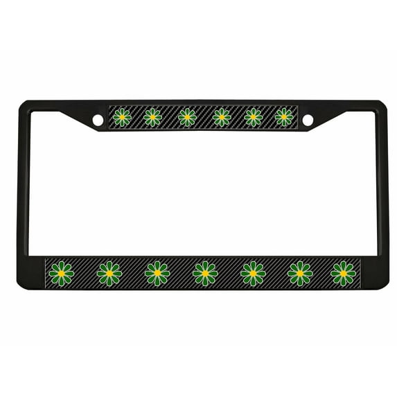Daisy Flowers Style Heavy Duty Metal License Plate Frame Personalised/Car Accessories Car Tag Holder Cover Cute Girly Gift for Women(Carbon) (blk/Carbon/D Green/blk)