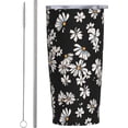 thumbnail image 1 of Daisy Flowers Tumbler 20oz Floral Stainless Steel Insulated Tumblers with Lid and Straw Black Travel Coffee Mug Tea Wine Cups Water Bottle Sport Gifts for Women, 1 of 6