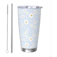thumbnail image 1 of Daisy Flowers Tumbler 20oz Floral Stainless Steel Vacuum Insulated Tumblers with Lid and Straw Blue Travel Coffee Mug Tea Wine Cups Water Bottle Gifts for Women, 1 of 6