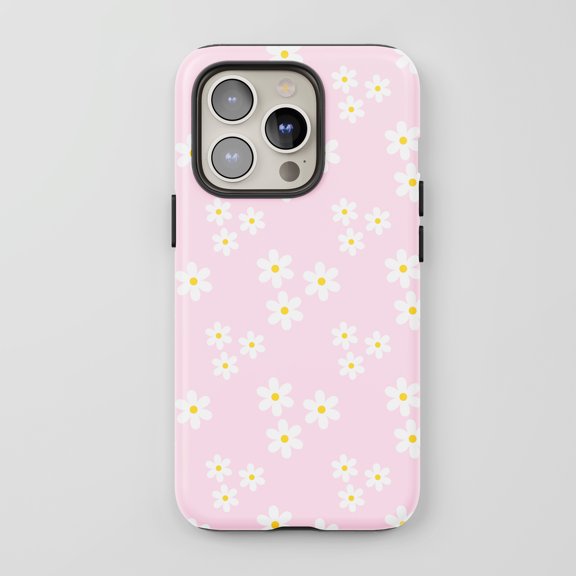 Daisy Flowers iPhone Series Protective Phone Case Floral Pattern Pink