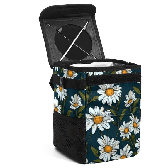 Daisy Foldable Car Trash Can with Lid, Leak-proof Hanging Storage Bag - Car Garbage Can, Trash Can for Car, Car Trash Bin