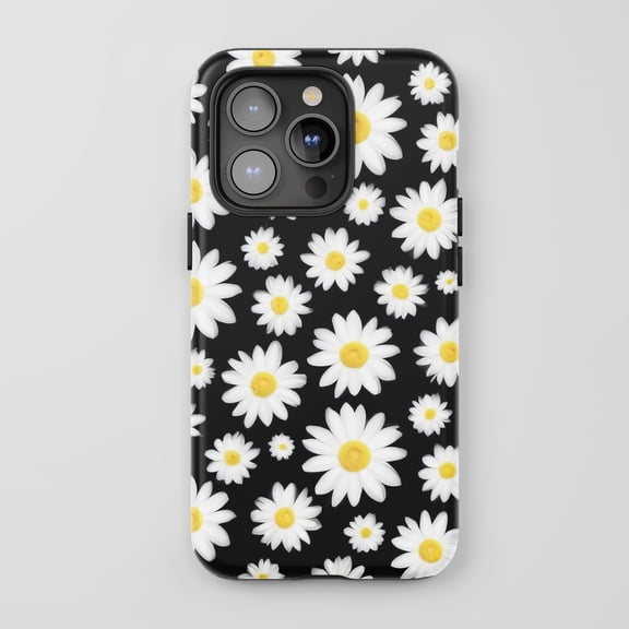 Daisy For All iPhone Series Tough Phone Case Floral Black