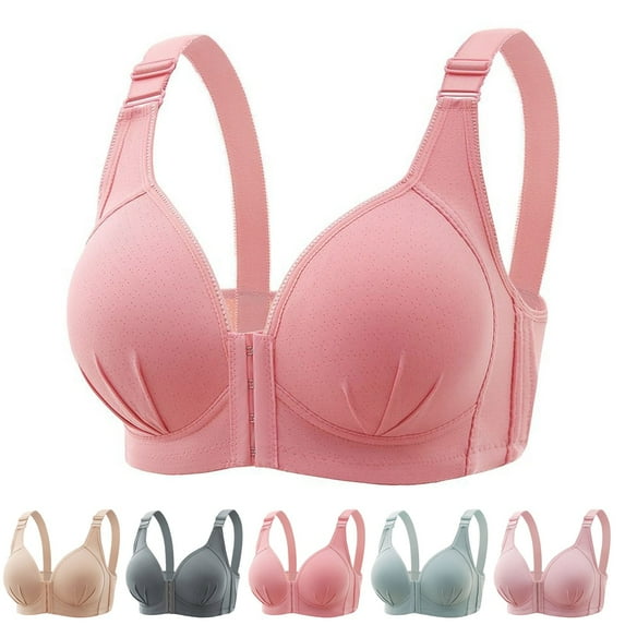 Daisy Front Closure Bras for Older Women, Wireless Full Coverage Comfort Bra, No Underwire Soft Cotton Bra for Everyday Support