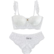 Daisy Fuentes 2 Piece White Ruffle Lace Bra and Panty Set Women