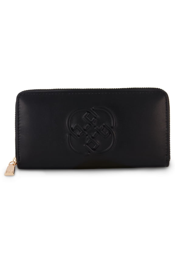 Debossed Monogram Single Zip Long Wallet for Women