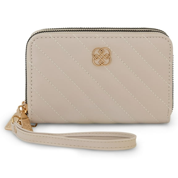 Daisy Fuentes Diagonally Quilted Compact Wallet for Women, Birch