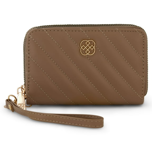 Daisy Fuentes Diagonally Quilted Compact Wallet for Women, Mocha