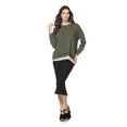 thumbnail image 1 of Daisy Fuentes Layered Lace-Trimmed Sweatshirt in Moss, Small, 1 of 1
