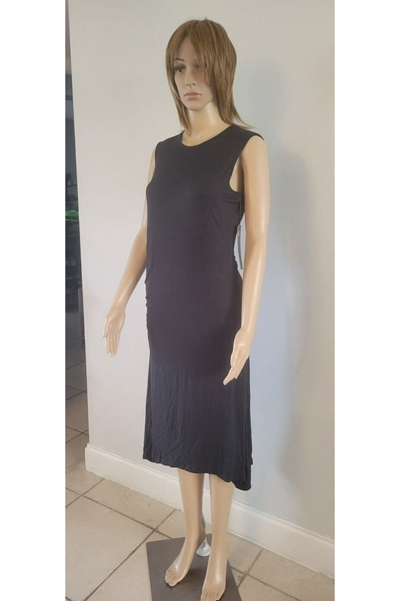 Shirred Dress Womens Size L Black