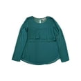 thumbnail image 1 of Daisy Fuentes Womens Green Tiered Layer Long Sleeve Dotted Blouse Top Shirt S, 1 of 1
