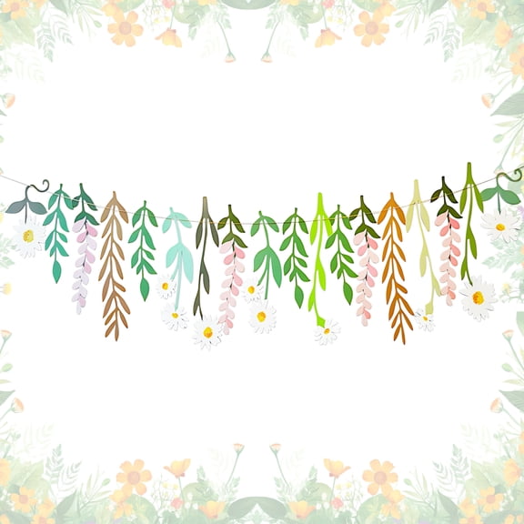 Daisy Garden Banner Decoration - Natural Hanging Floral Garland for Spring Parties Weddings & Outdoor Gatherings