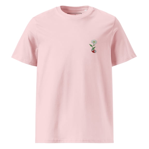 Daisy Garden Dystopia Organic Cotton Embroidered T-Shirt Cotton Pink - Medium