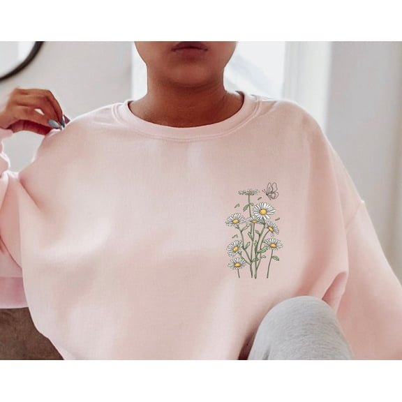 Daisy Garden Sweater, Cute Flowery Hoodie, Flower Sweatshirt, Womens Aesthetic Flower Tshirt, Trendy Fall Sweatshirt, Wildflower Shirt,E6878, Sweatshirt Size S-5Xl