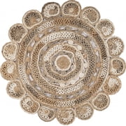 Daisy Geometric Multicolored Boutique Jute Rug