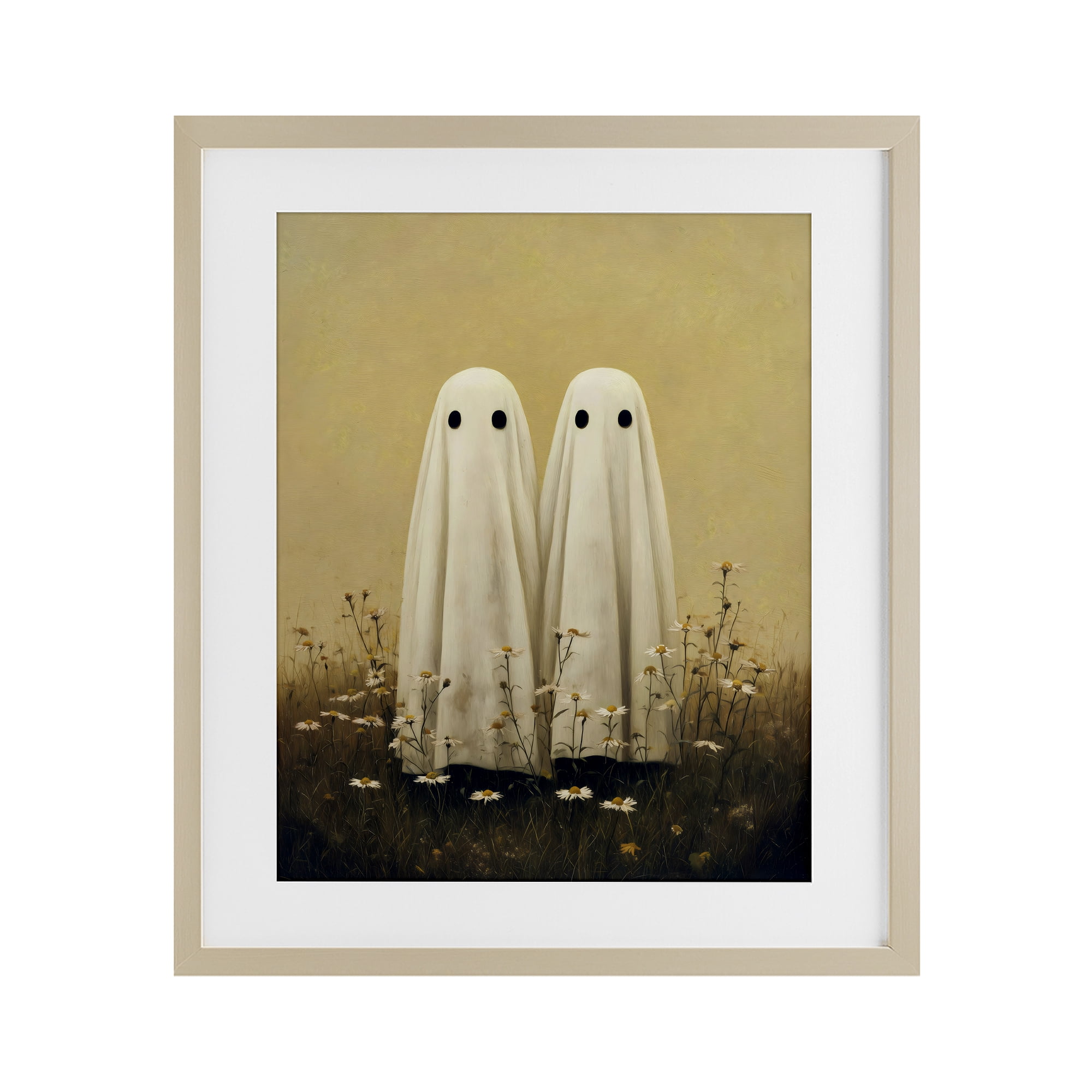 Daisy Ghost Couple Birch Framed Print Under Glass, design by Arlington Prints