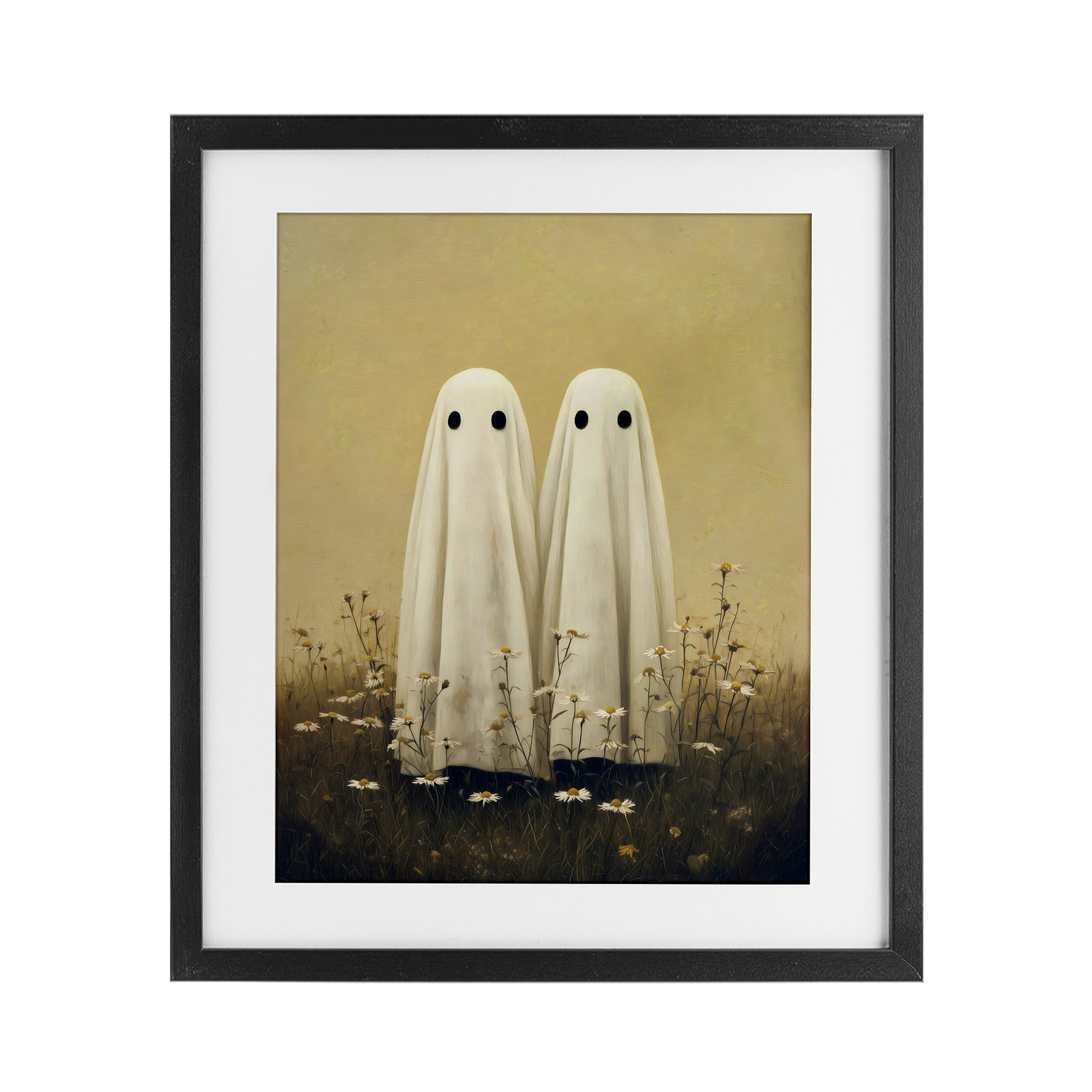 Daisy Ghost Couple Black Framed Print Under Glass, design by Arlington Prints
