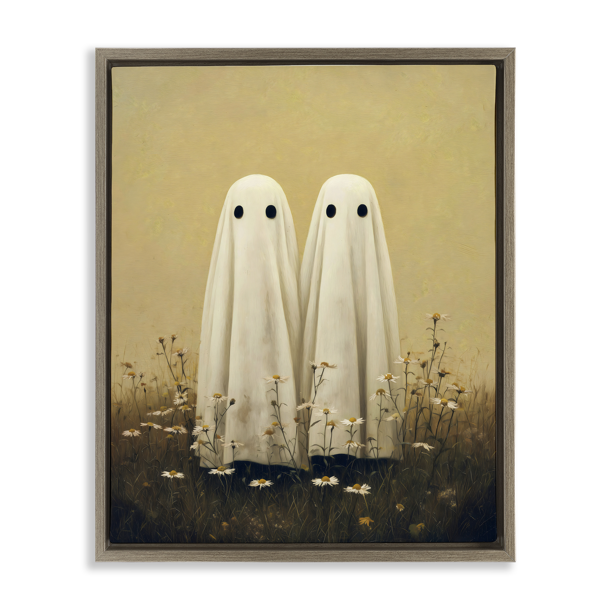 Daisy Ghost Couple Brown Framed Floater Canvas Wall Art, design by Arlington Prints