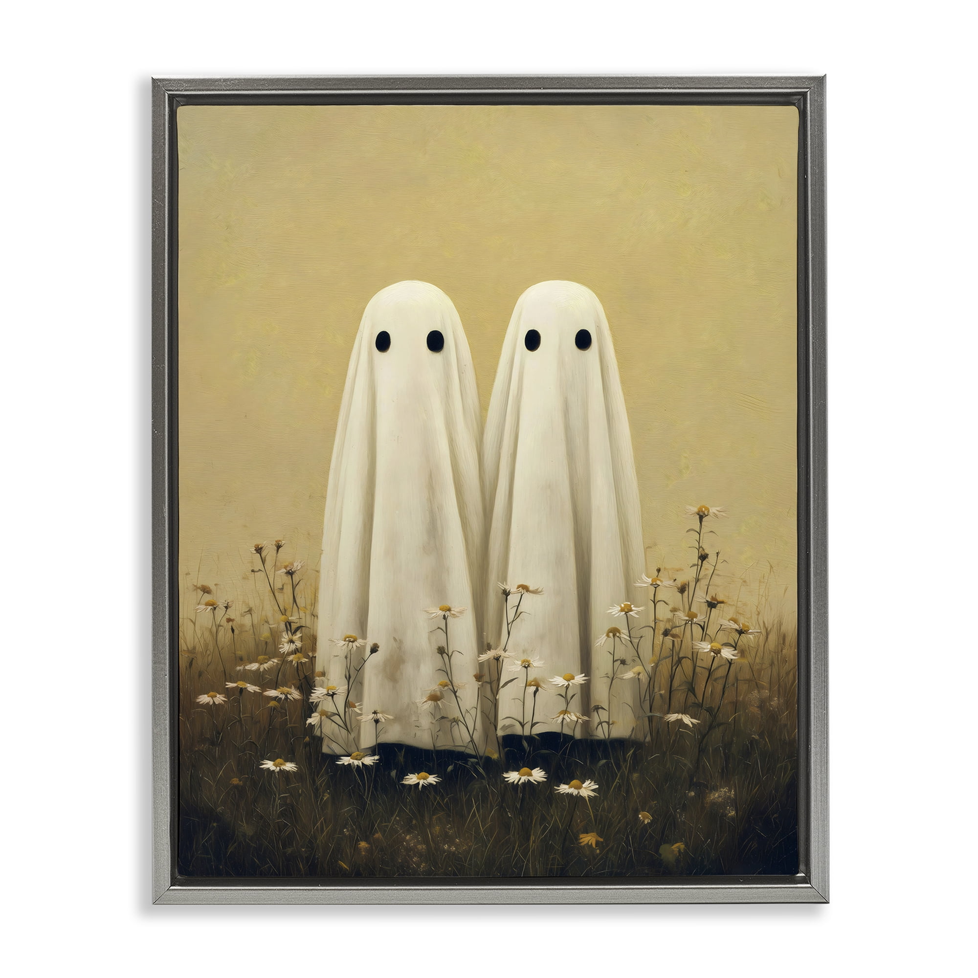Daisy Ghost Couple Gray Framed Floater Canvas Wall Art, design by Arlington Prints