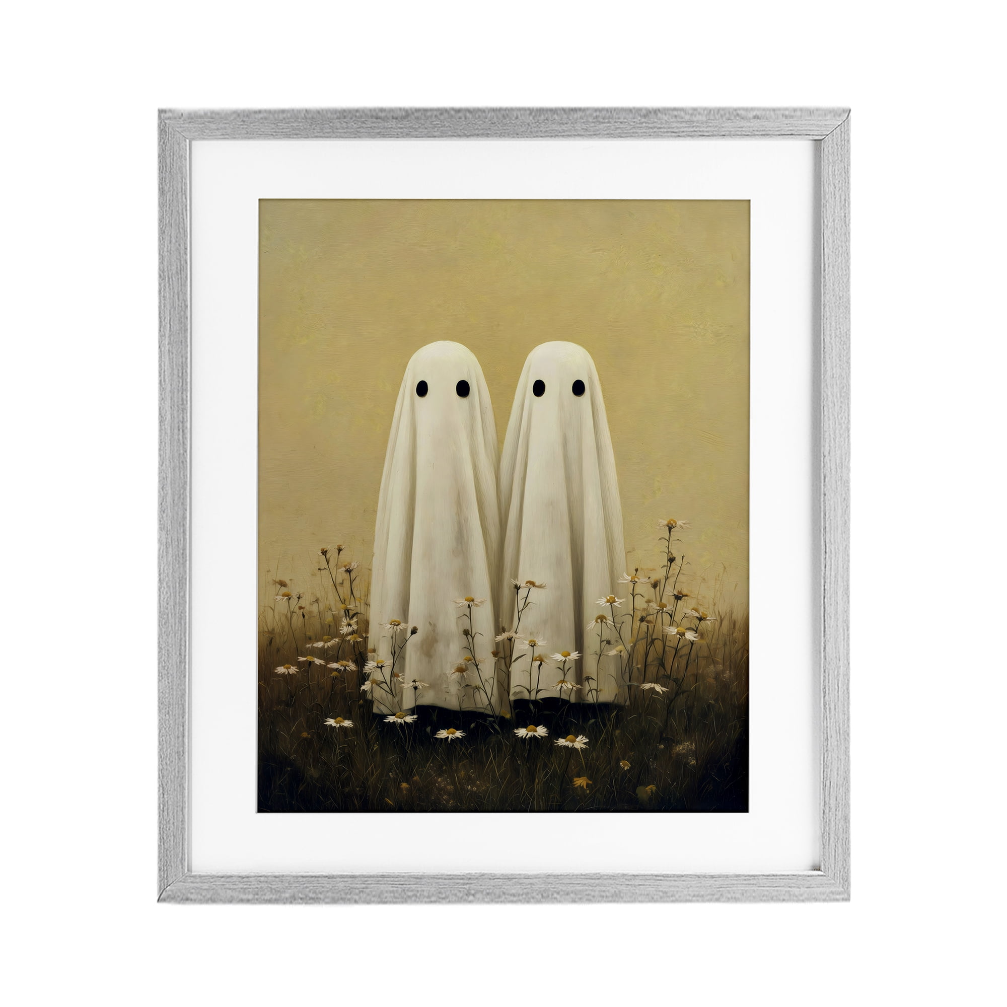 Daisy Ghost Couple Gray Framed Print Under Glass, design by Arlington Prints