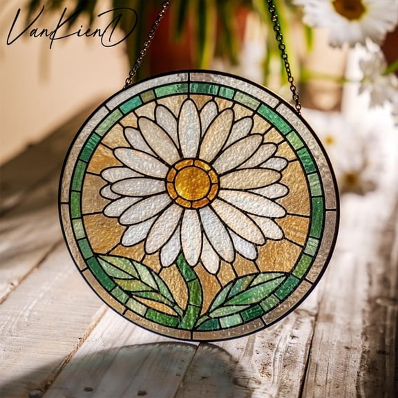 Daisy Glass Suncatcher, Radiant Flower Window Hanging, Sunshine Bloom Art, Window Hanging, Gift For Flower Lovers, Home Decor, Gift For Mom