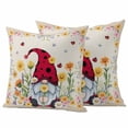 thumbnail image 1 of Daisy Gnomes Outdoor Waterproof Pillow Covers, Farmhouse Pastoral Garden Floral Burlap Decorative Square Throw Pillowcase Sofa Cushion Sham for Patio/Couch/Chair, 18"x18" 2 Pack, 1 of 8